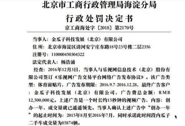 违法案例11-瓜子二手车：不实广告宣传语被罚