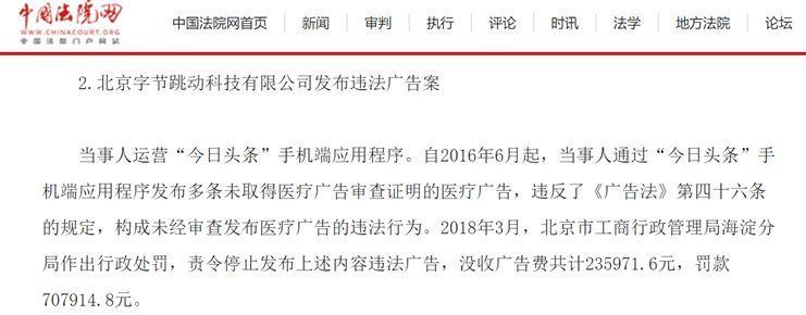 违法案例27-今日头条：未经审查发布医疗广告