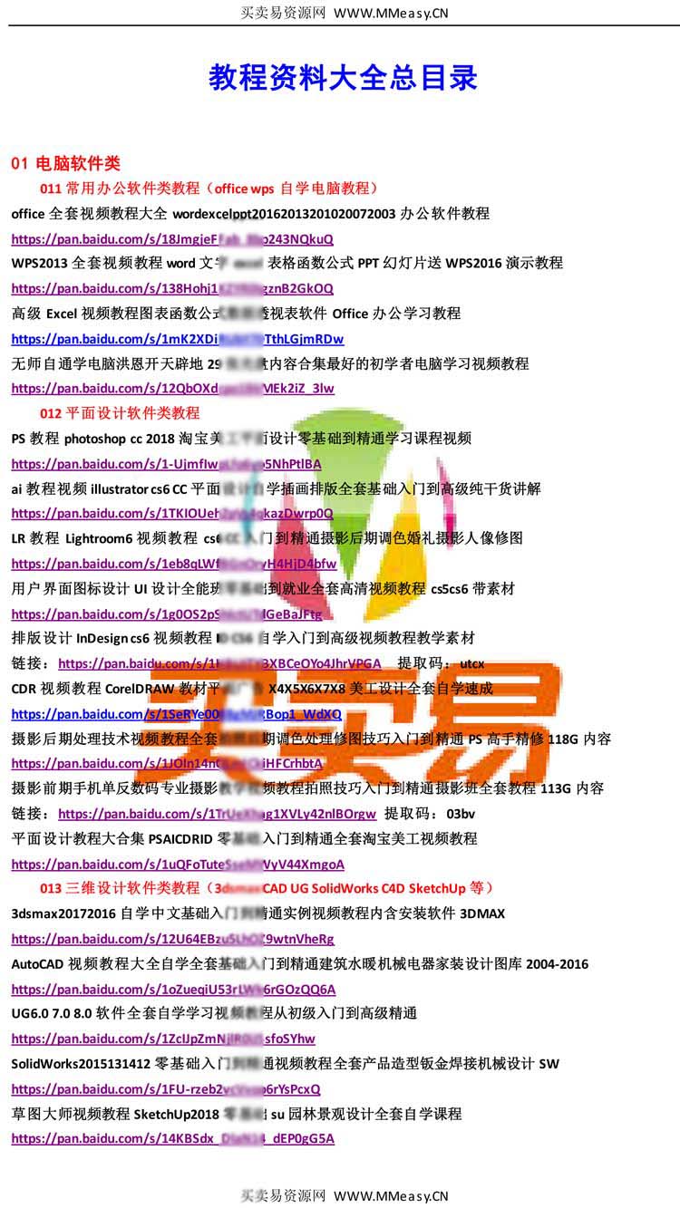 教程资料大全总目录