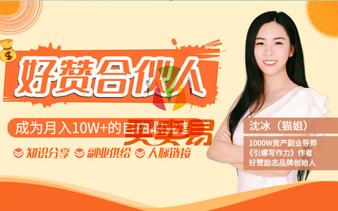 猫姐好赞合伙人9课打包:成为月入10W+的自由职业者整体系课程