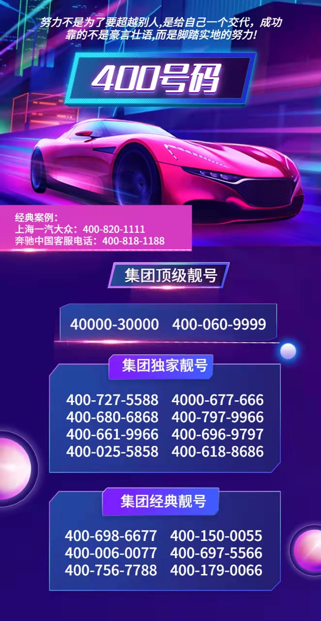 今日企业400电话超级靓号独家秒杀(2021.04.19)